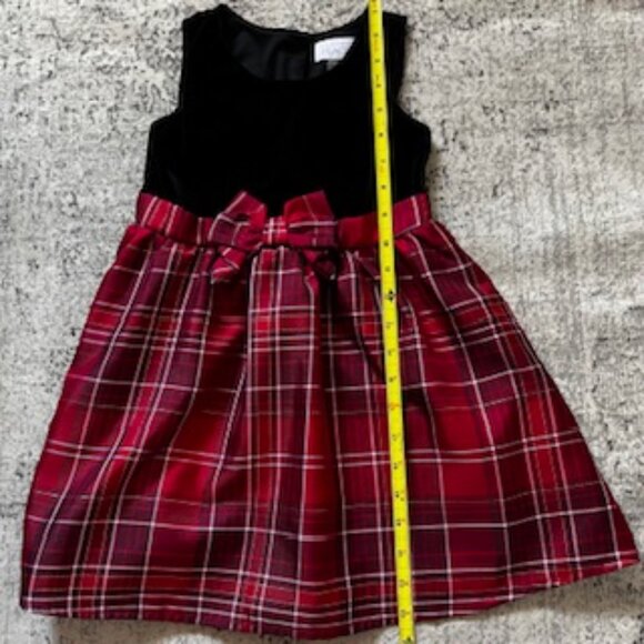 🧡3/15 The Children's Place Velvet Black/Red/Gold Dress Girls 5T - Picture 6 of 9